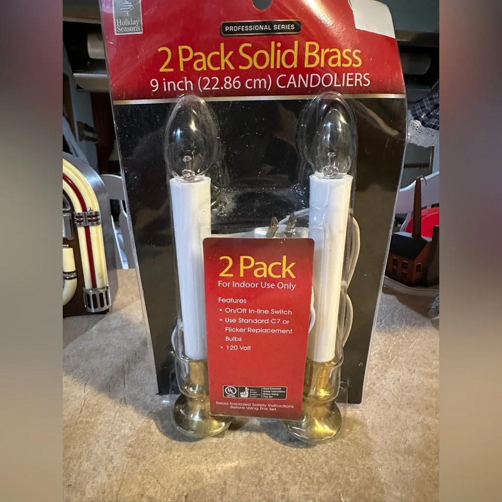 SOLID BRASS BASE 2 PACK 9” CANDOLIERS WHITE WEDDING ROMANTIC CANDLE ENGAGEMENT